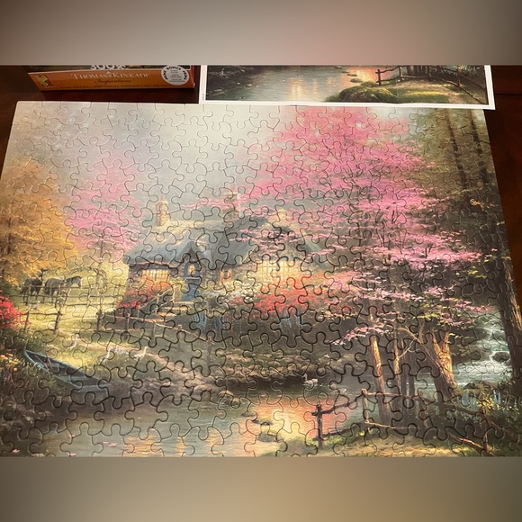 EUC Thomas Kinkade Stepping Stone Cottage 300 Piece Puzzle By Ceaco 24”x18” - Picture 2 of 6